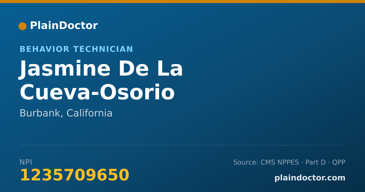 Shareable card for Jasmine De La Cueva-Osorio - Behavior Technician, Burbank, CA
