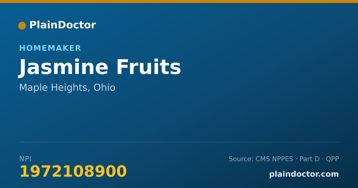 Shareable card for Jasmine Fruits - Homemaker, Maple Heights, OH