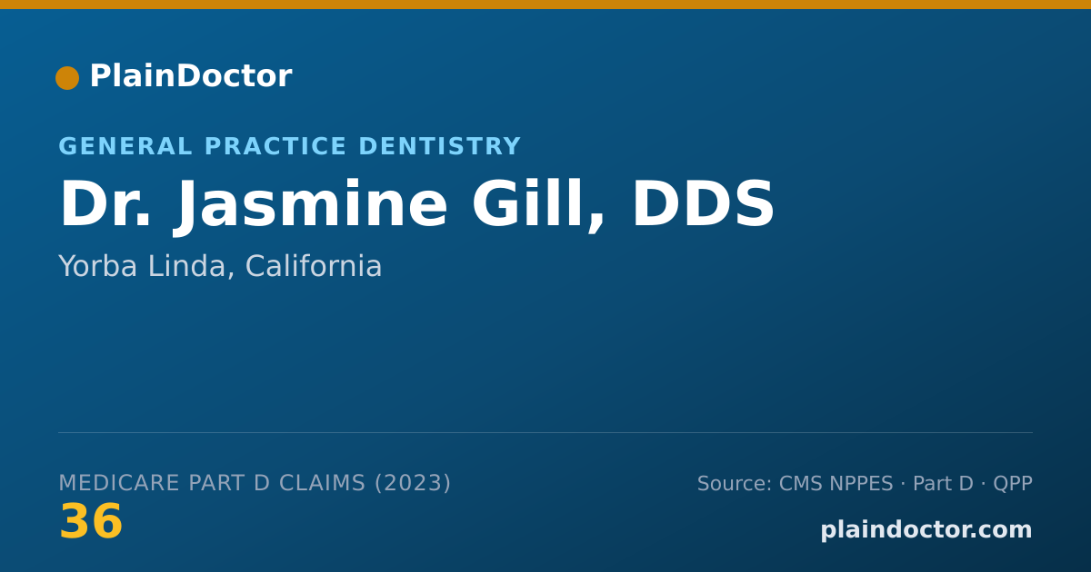 Shareable card for Jasmine Gill, DDS - General Practice Dentistry, Yorba Linda, CA