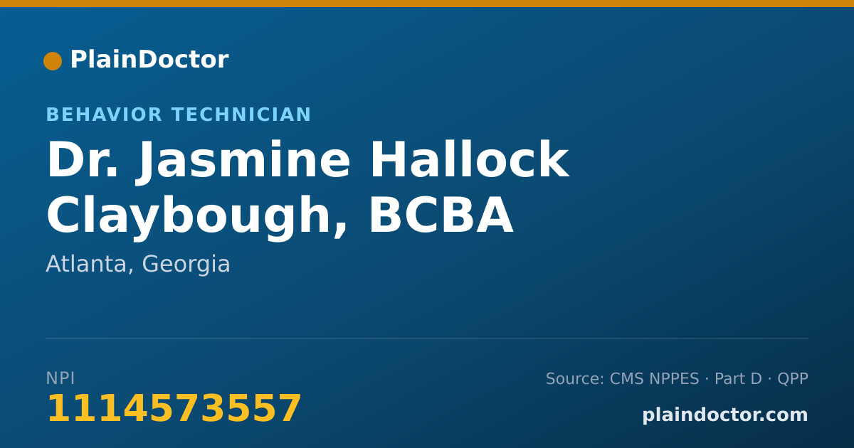 Shareable card for Jasmine Hallock Claybough, BCBA - Behavior Technician, Atlanta, GA