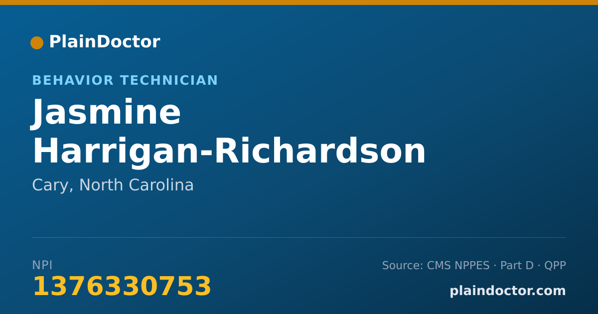 Shareable card for Jasmine Harrigan-Richardson - Behavior Technician, Cary, NC