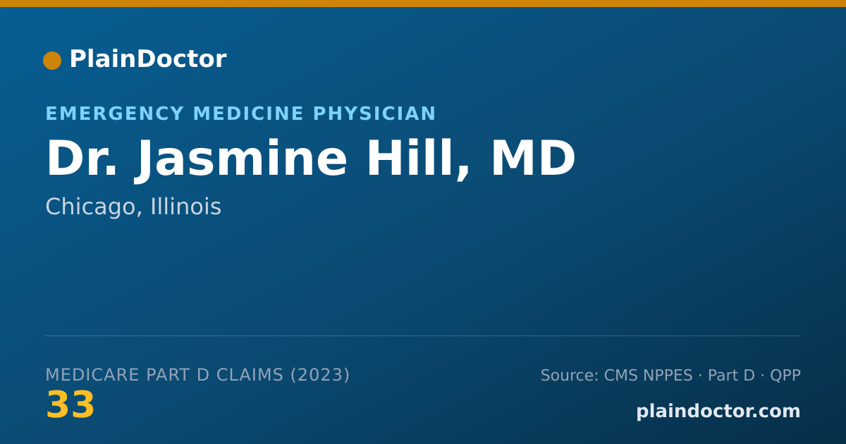 Shareable card for Jasmine Hill, MD - Emergency Medicine Physician, Chicago, IL