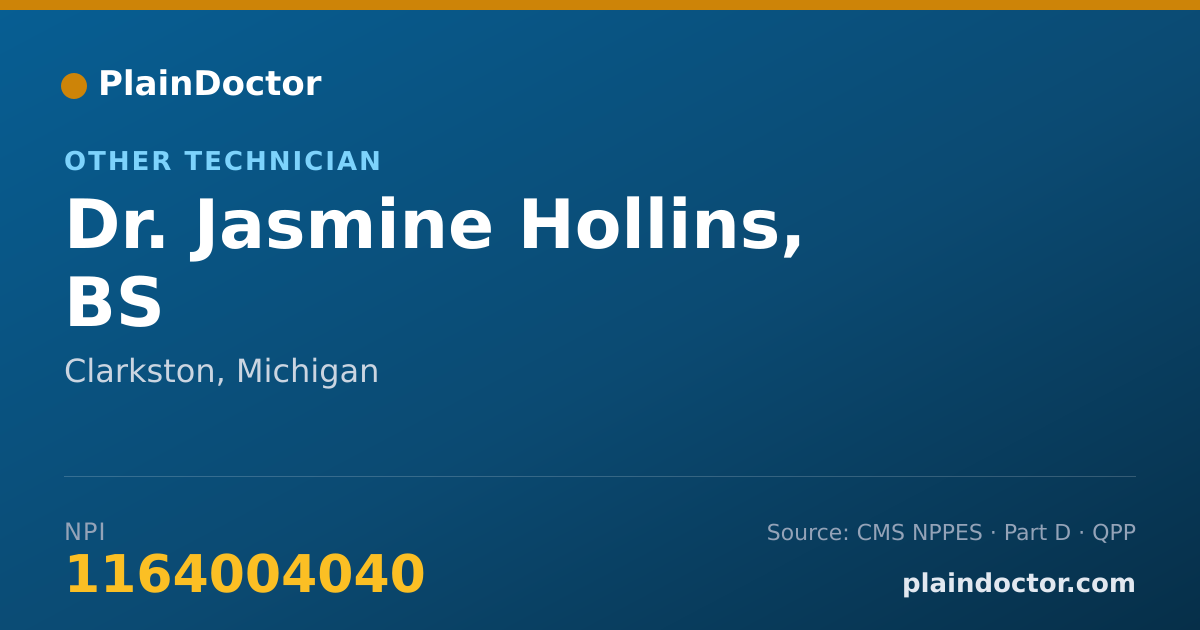 Shareable card for Jasmine Hollins, BS - Other Technician, Clarkston, MI