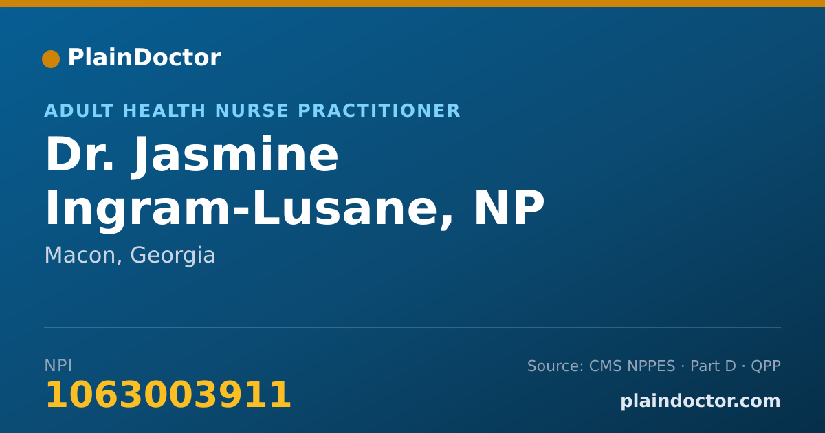 Shareable card for Jasmine Ingram-Lusane, NP - Adult Health Nurse Practitioner, Macon, GA