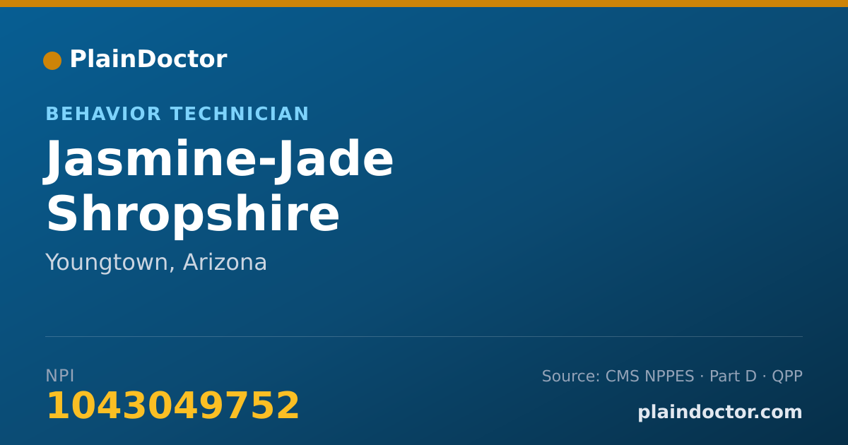 Shareable card for Jasmine-Jade Shropshire - Behavior Technician, Youngtown, AZ