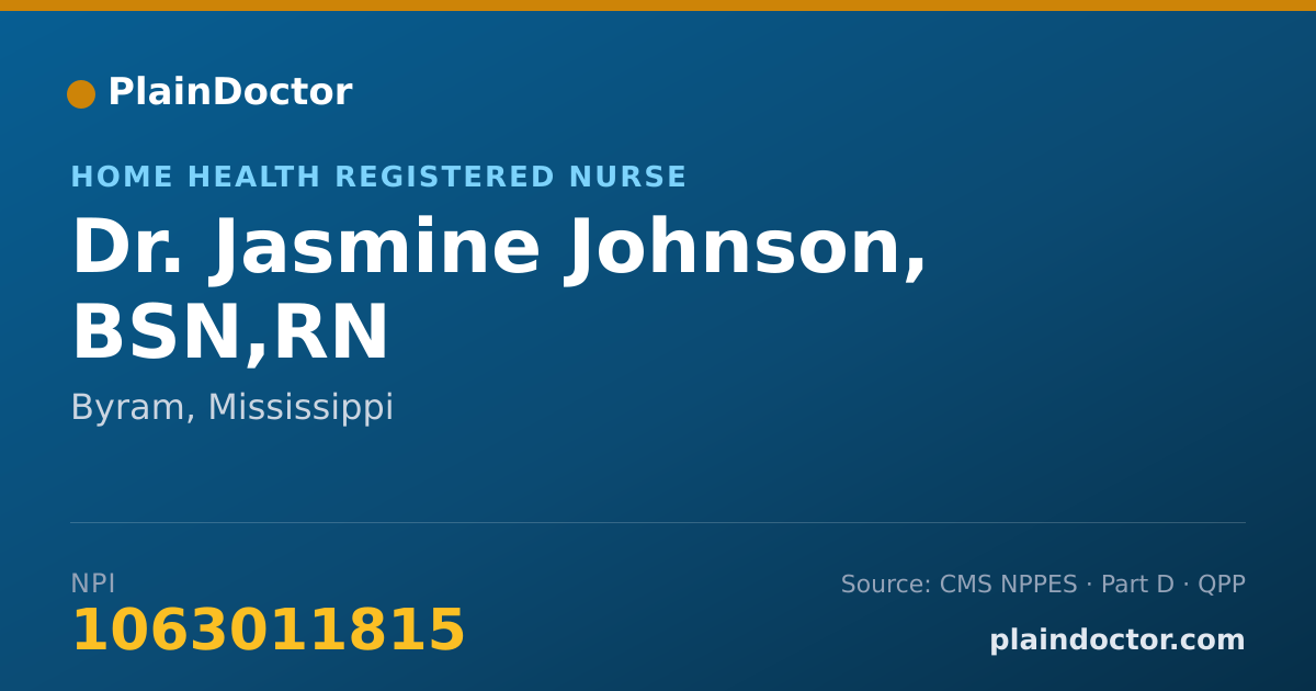 Shareable card for Jasmine Johnson, BSN,RN - Home Health Registered Nurse, Byram, MS