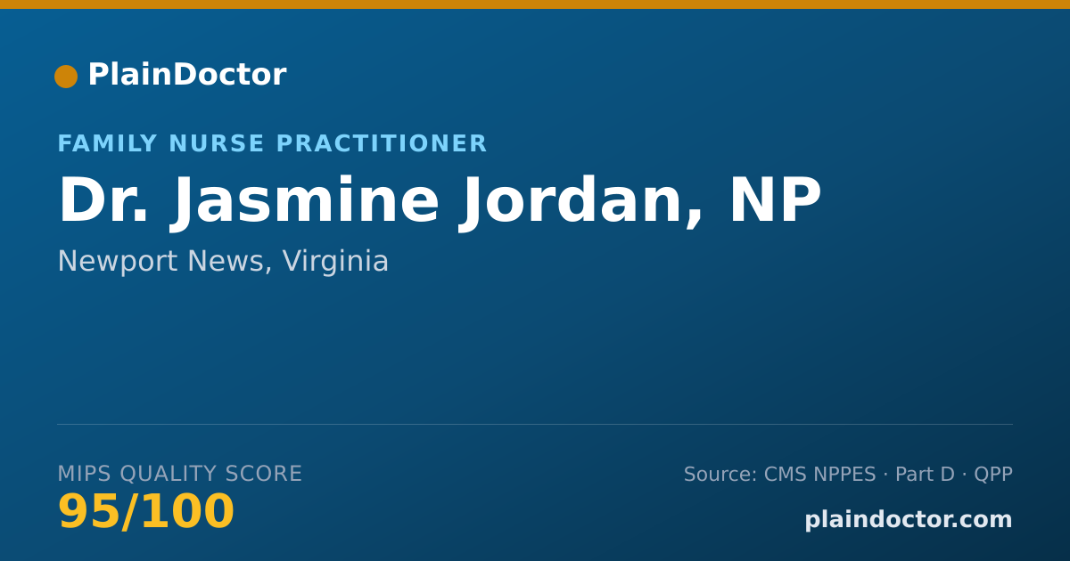 Shareable card for Jasmine Jordan, NP - Family Nurse Practitioner, Newport News, VA