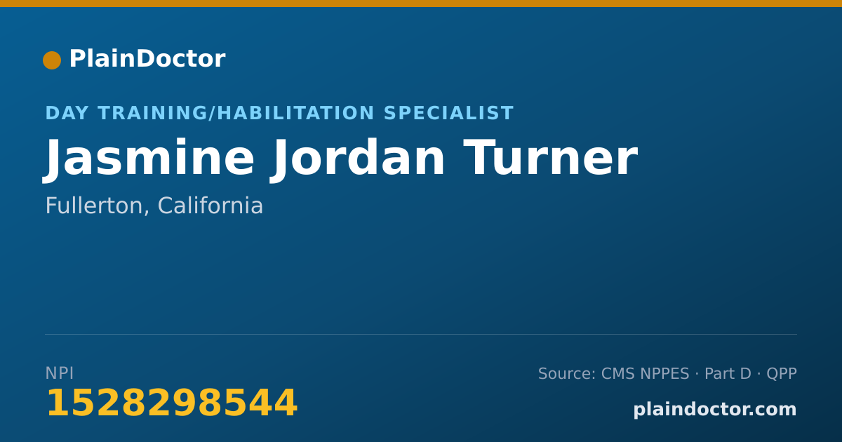 Shareable card for Jasmine Jordan Turner - Day Training/Habilitation Specialist, Fullerton, CA