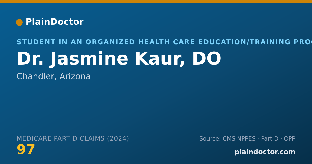 Shareable card for Jasmine Kaur, DO - Student in an Organized Health Care Education/Training Program, Chandler, AZ