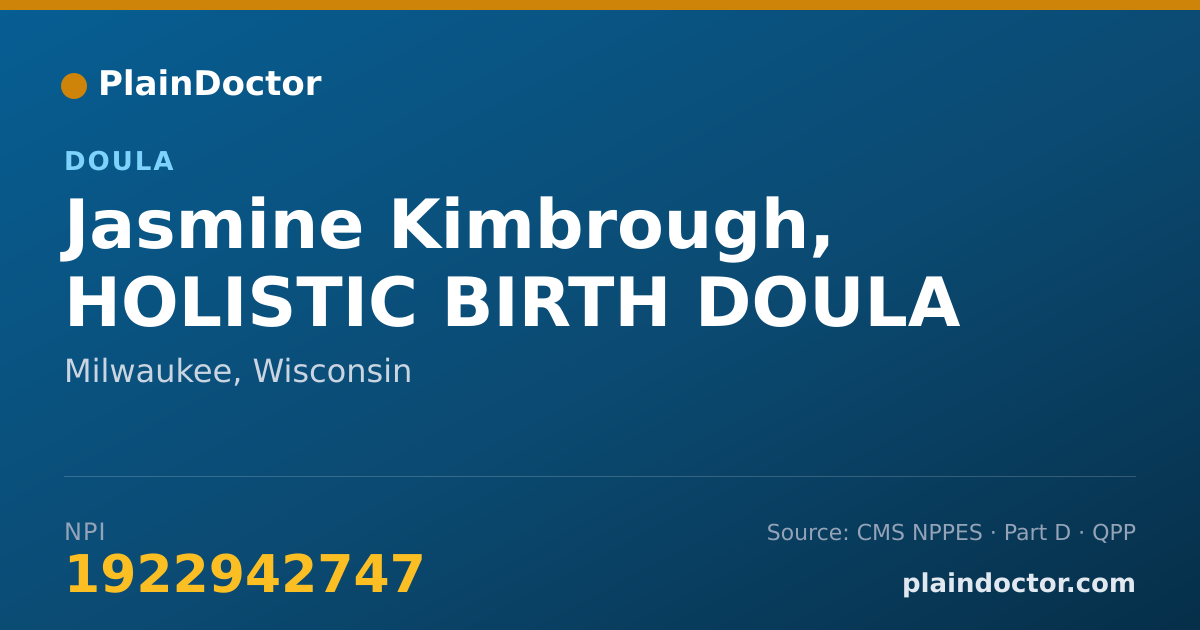 Shareable card for Jasmine Kimbrough, HOLISTIC BIRTH DOULA - Doula, Milwaukee, WI