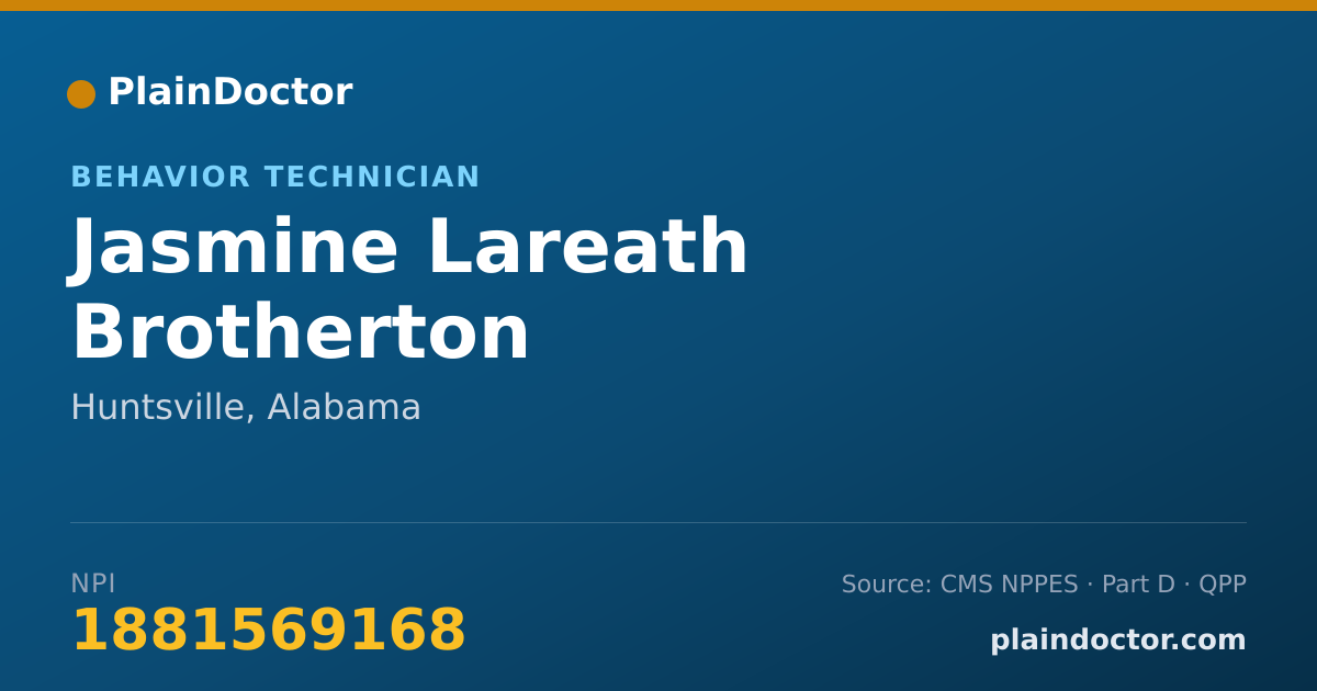 Shareable card for Jasmine Lareath Brotherton - Behavior Technician, Huntsville, AL