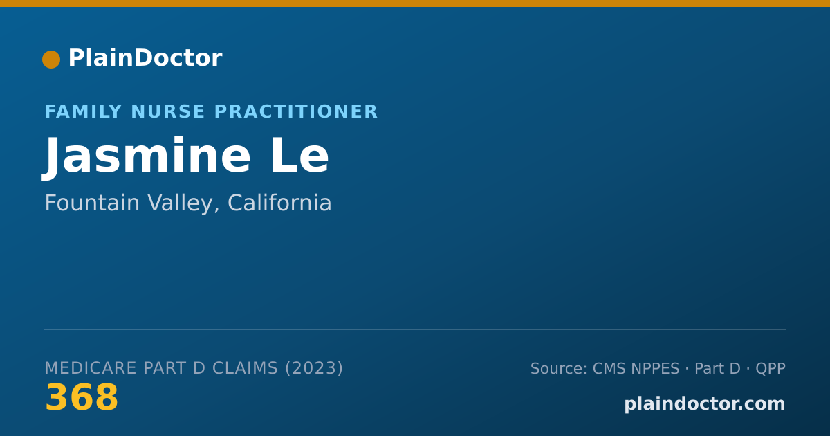 Shareable card for Jasmine Le - Family Nurse Practitioner, Fountain Valley, CA