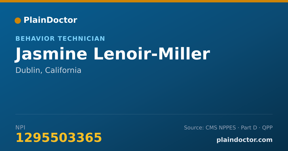Shareable card for Jasmine Lenoir-Miller - Behavior Technician, Dublin, CA