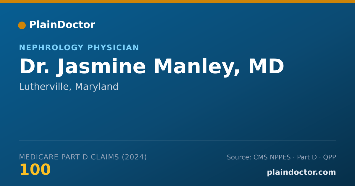 Shareable card for Jasmine Manley, MD - Nephrology Physician, Lutherville, MD