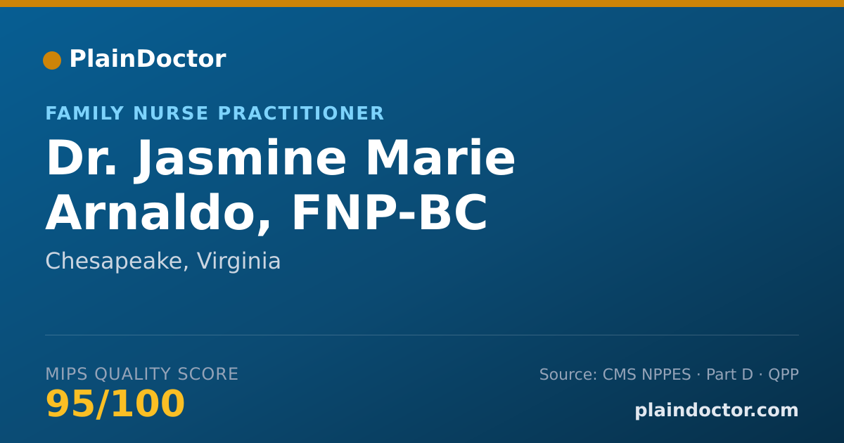 Shareable card for Jasmine Marie Arnaldo, FNP-BC - Family Nurse Practitioner, Chesapeake, VA