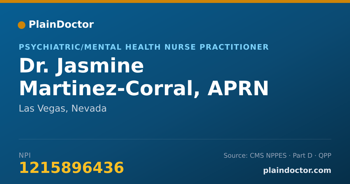 Shareable card for Jasmine Martinez-Corral, APRN - Psychiatric/Mental Health Nurse Practitioner, Las Vegas, NV