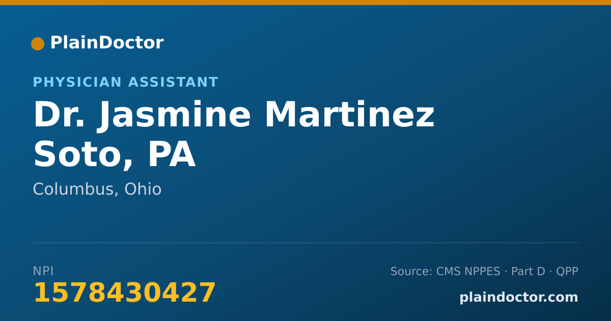 Shareable card for Jasmine Martinez Soto, PA - Physician Assistant, Columbus, OH