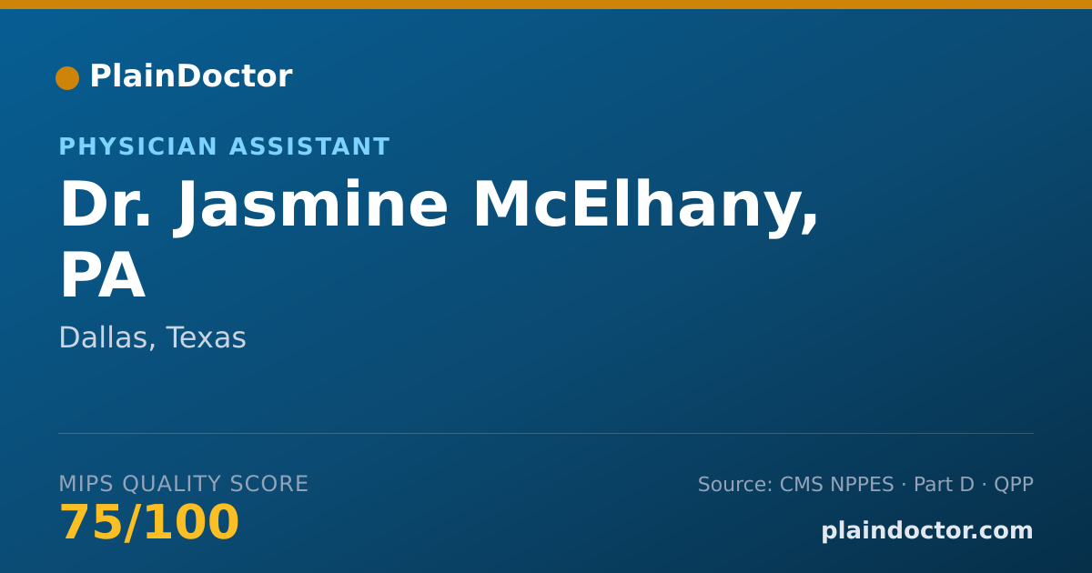 Shareable card for Jasmine McElhany, PA - Physician Assistant, Dallas, TX