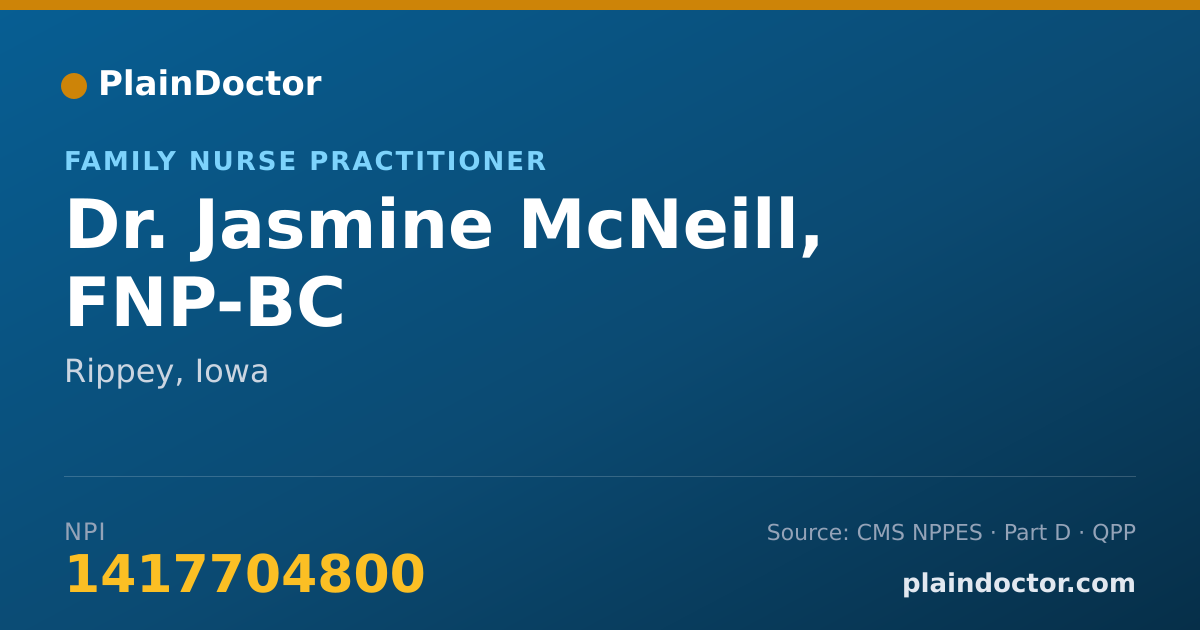 Shareable card for Jasmine McNeill, FNP-BC - Family Nurse Practitioner, Rippey, IA
