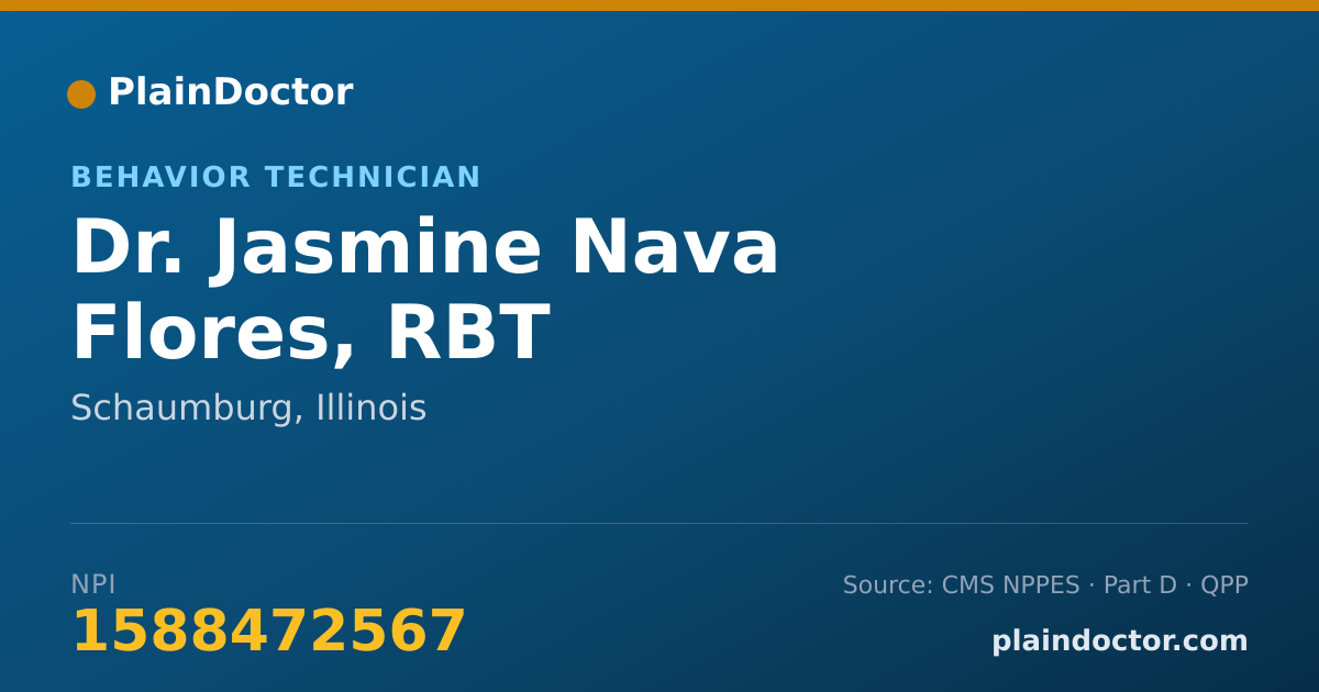 Shareable card for Jasmine Nava Flores, RBT - Behavior Technician, Schaumburg, IL