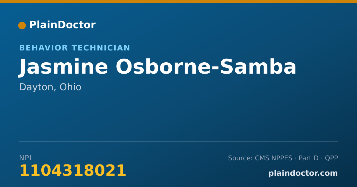 Shareable card for Jasmine Osborne-Samba - Behavior Technician, Dayton, OH