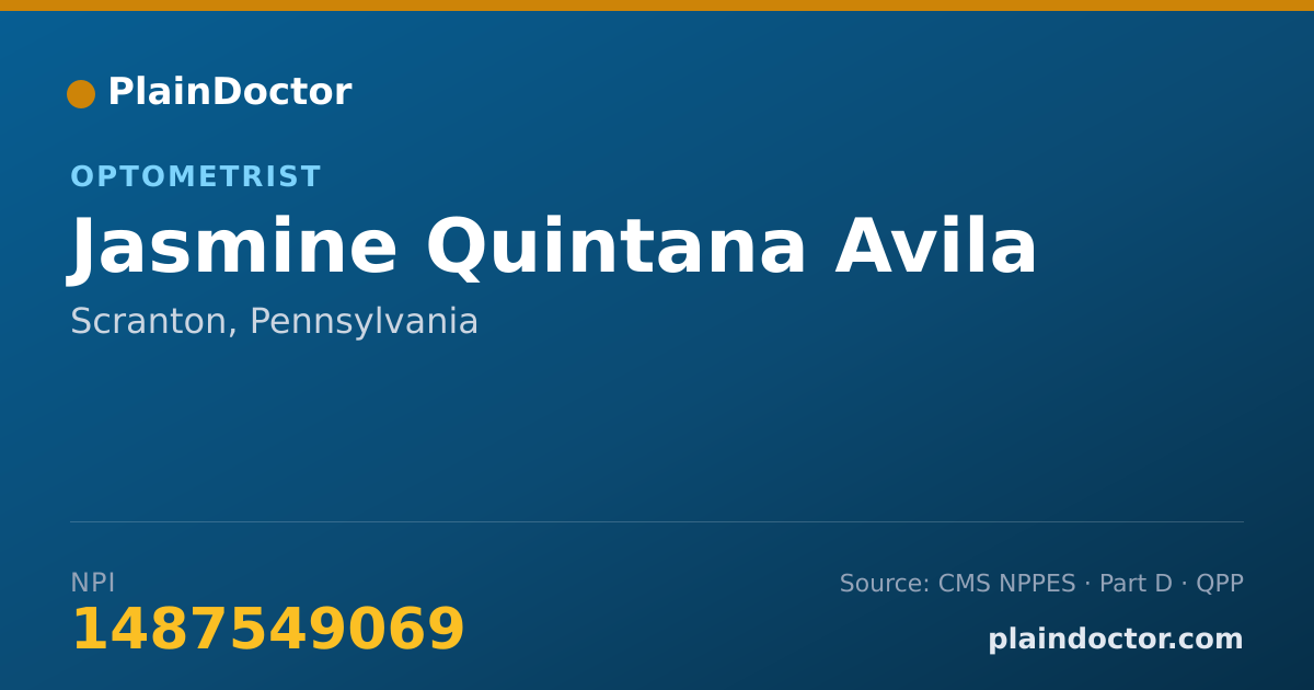 Shareable card for Jasmine Quintana Avila - Optometrist, Scranton, PA