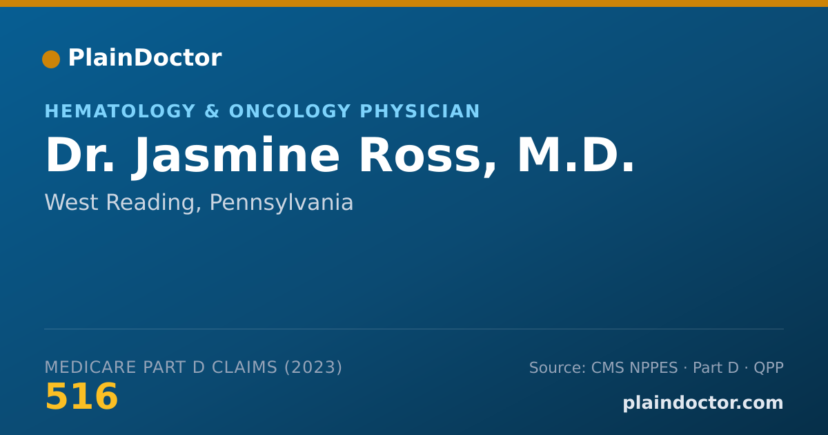 Shareable card for Jasmine Ross, M.D. - Hematology & Oncology Physician, West Reading, PA