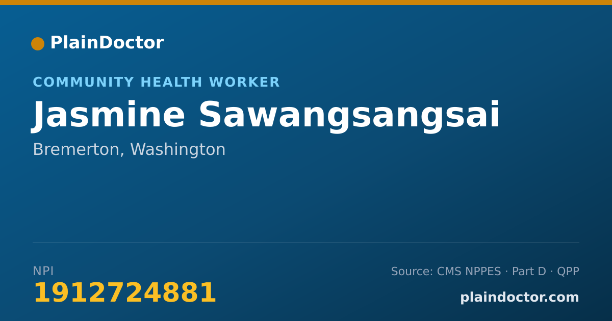 Shareable card for Jasmine Sawangsangsai - Community Health Worker, Bremerton, WA