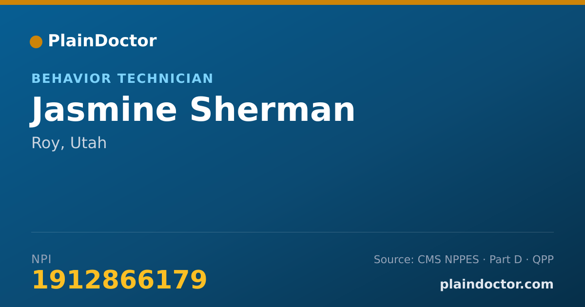 Shareable card for Jasmine Sherman - Behavior Technician, Roy, UT