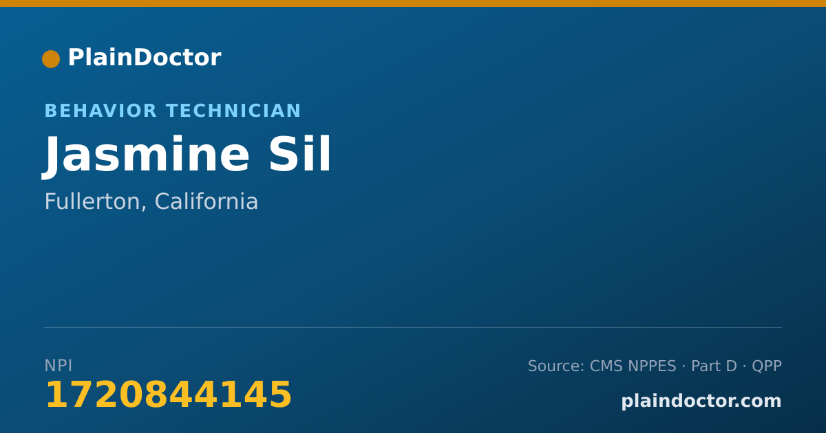 Shareable card for Jasmine Sil - Behavior Technician, Fullerton, CA