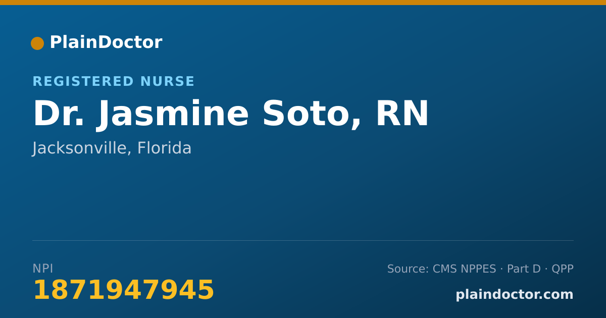 Shareable card for Jasmine Soto, RN - Registered Nurse, Jacksonville, FL