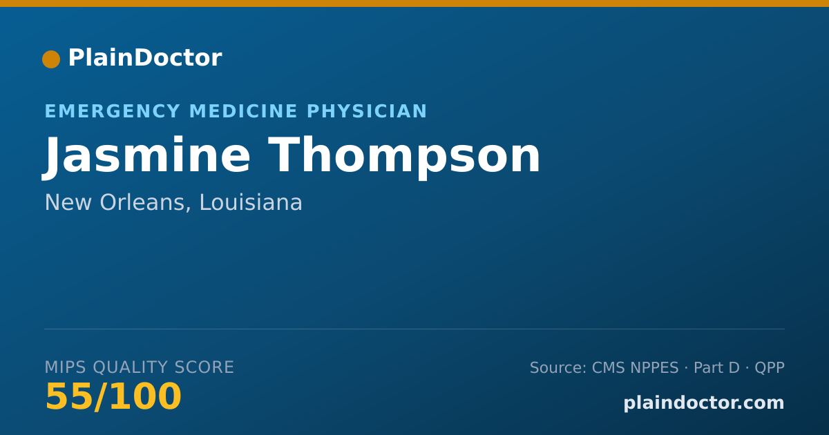 Shareable card for Jasmine Thompson - Emergency Medicine Physician, New Orleans, LA