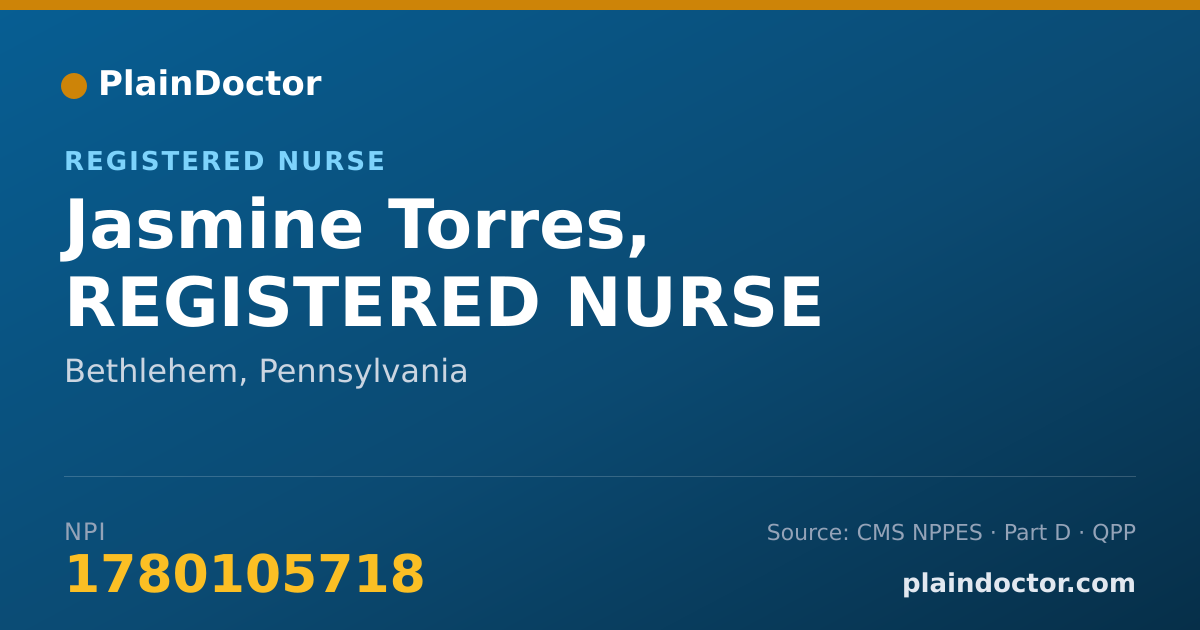 Shareable card for Jasmine Torres, REGISTERED NURSE - Registered Nurse, Bethlehem, PA