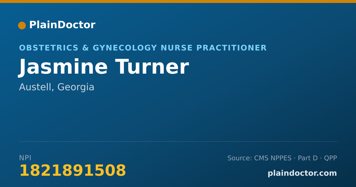 Shareable card for Jasmine Turner - Obstetrics & Gynecology Nurse Practitioner, Austell, GA