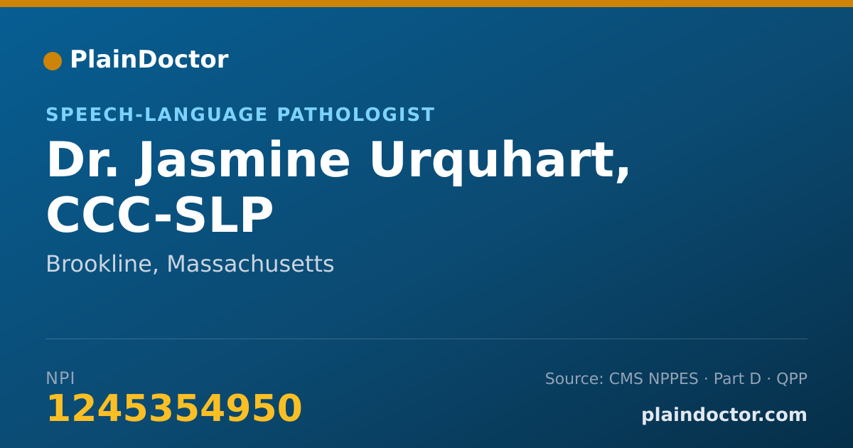 Shareable card for Jasmine Urquhart, CCC-SLP - Speech-Language Pathologist, Brookline, MA