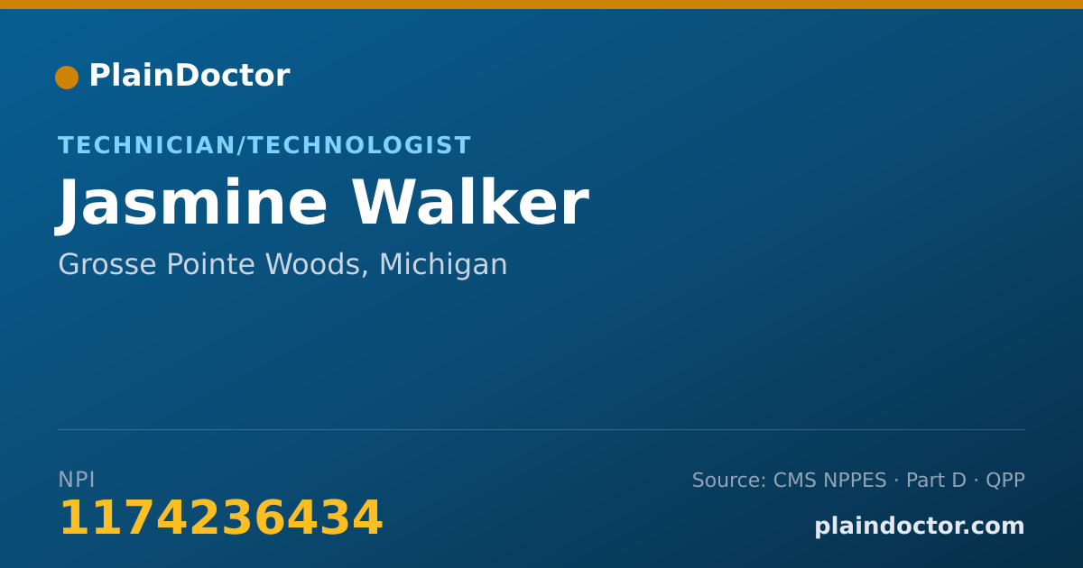 Shareable card for Jasmine Walker - Technician/Technologist, Grosse Pointe Woods, MI