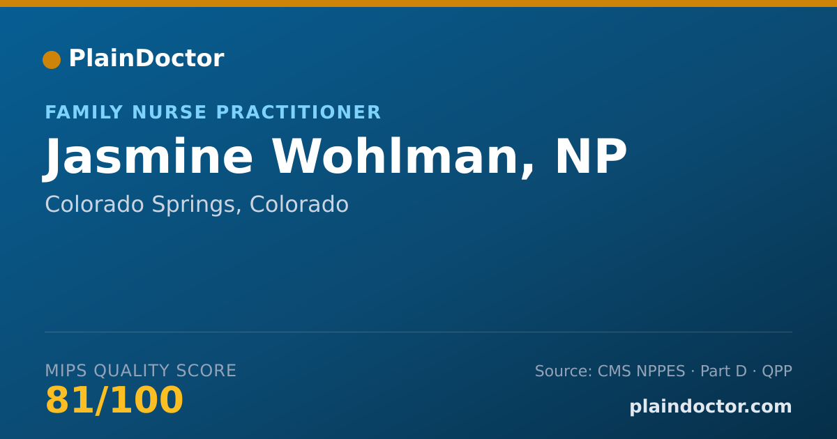 Shareable card for Jasmine Wohlman, NP - Family Nurse Practitioner, Colorado Springs, CO