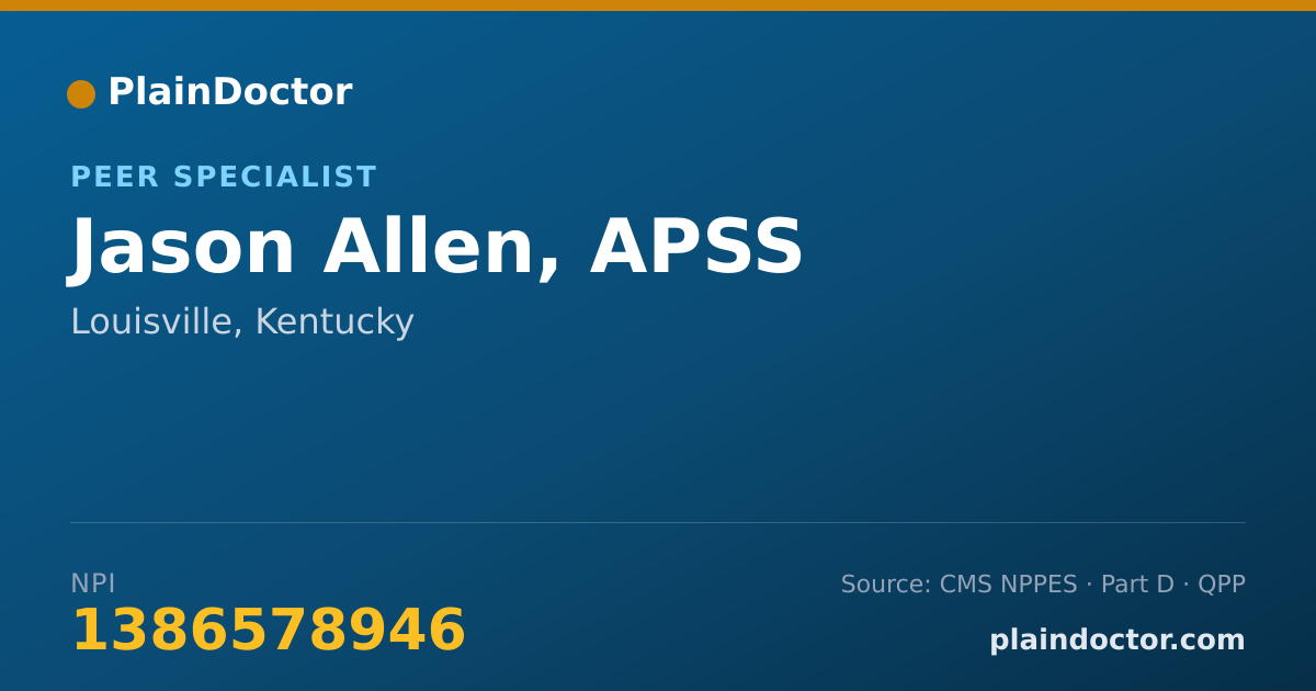 Shareable card for Jason Allen, APSS - Peer Specialist, Louisville, KY