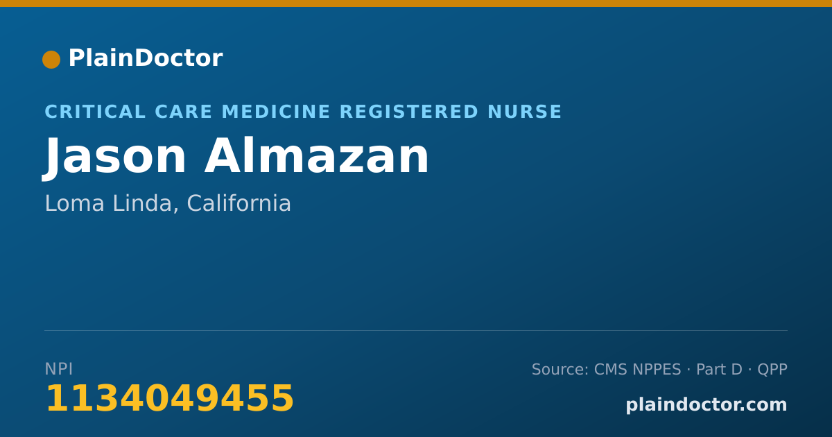 Shareable card for Jason Almazan - Critical Care Medicine Registered Nurse, Loma Linda, CA