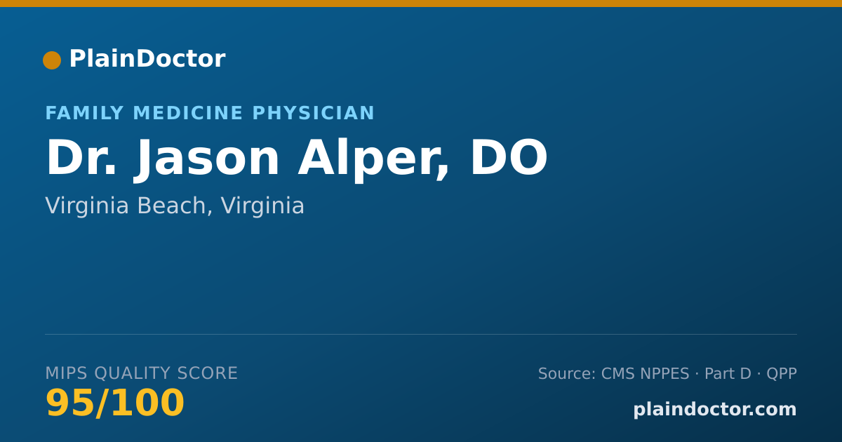 Shareable card for Jason Alper, DO - Family Medicine Physician, Virginia Beach, VA