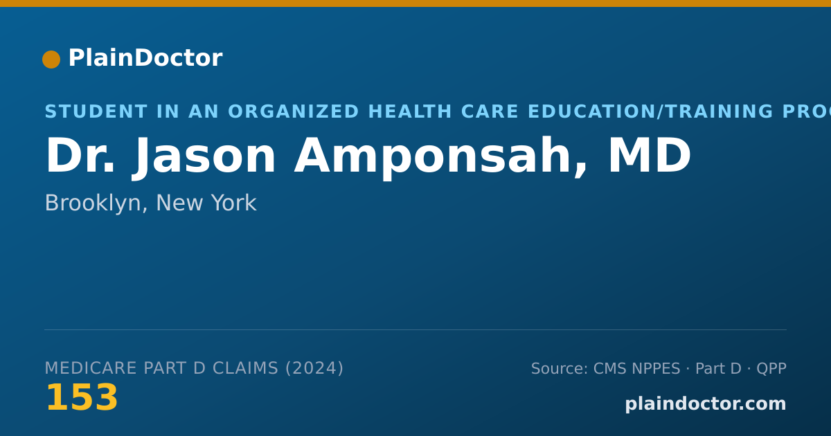 Shareable card for Jason Amponsah, MD - Student in an Organized Health Care Education/Training Program, Brooklyn, NY