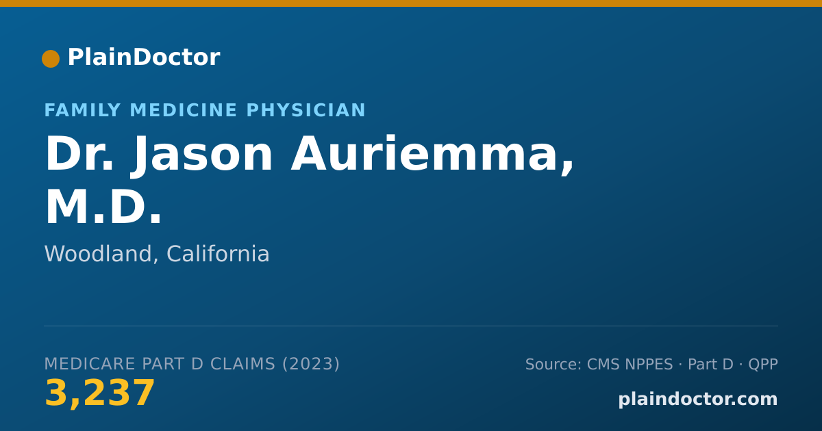 Shareable card for Jason Auriemma, M.D. - Family Medicine Physician, Woodland, CA