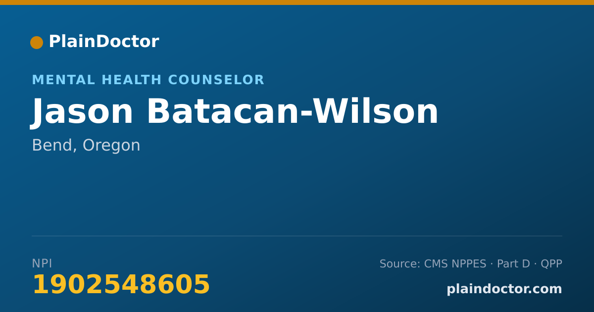 Shareable card for Jason Batacan-Wilson - Mental Health Counselor, Bend, OR