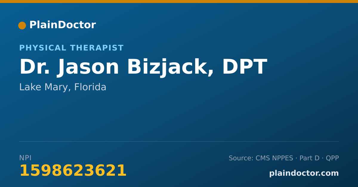 Shareable card for Jason Bizjack, DPT - Physical Therapist, Lake Mary, FL