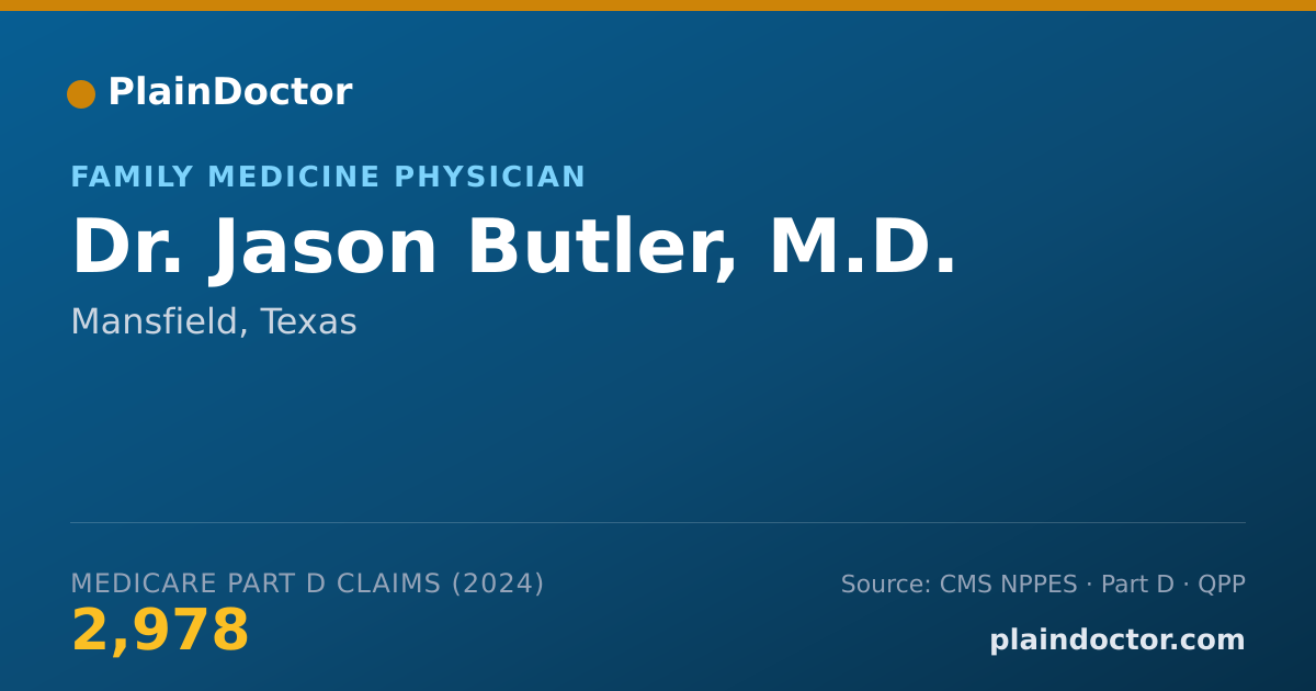 Shareable card for Jason Butler, M.D. - Family Medicine Physician, Mansfield, TX