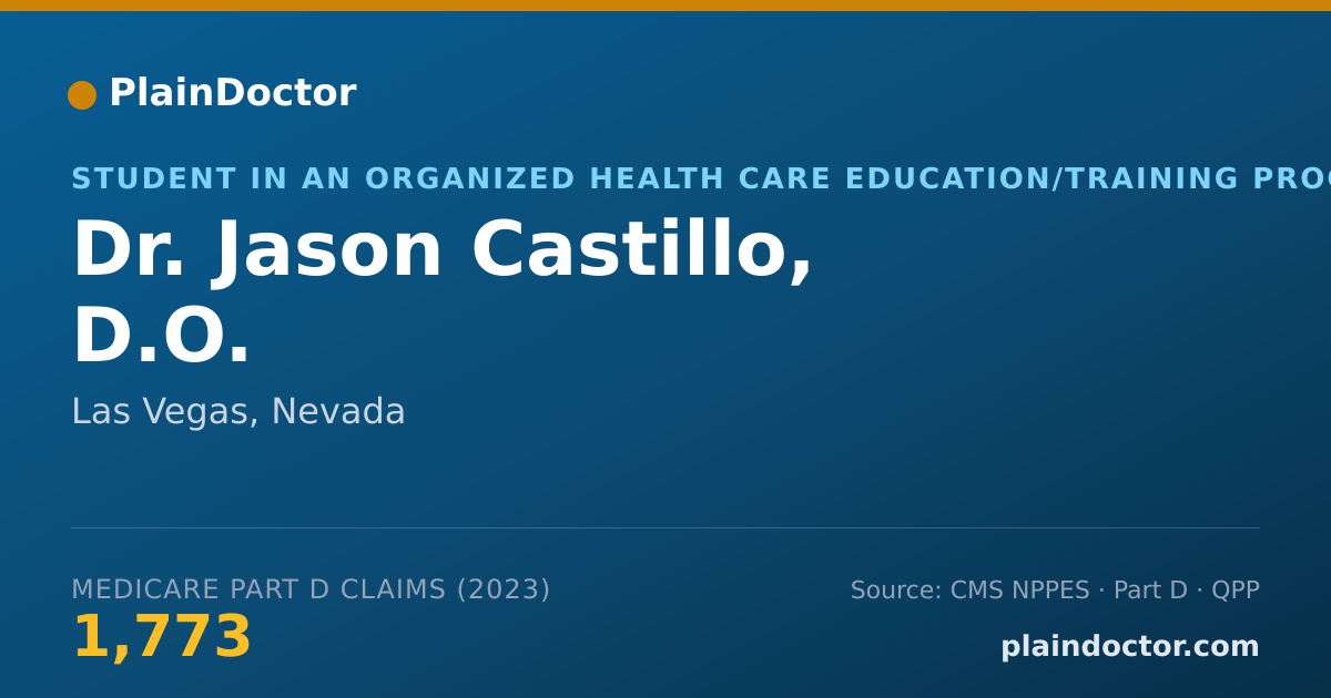 Shareable card for Jason Castillo, D.O. - Student in an Organized Health Care Education/Training Program, Las Vegas, NV