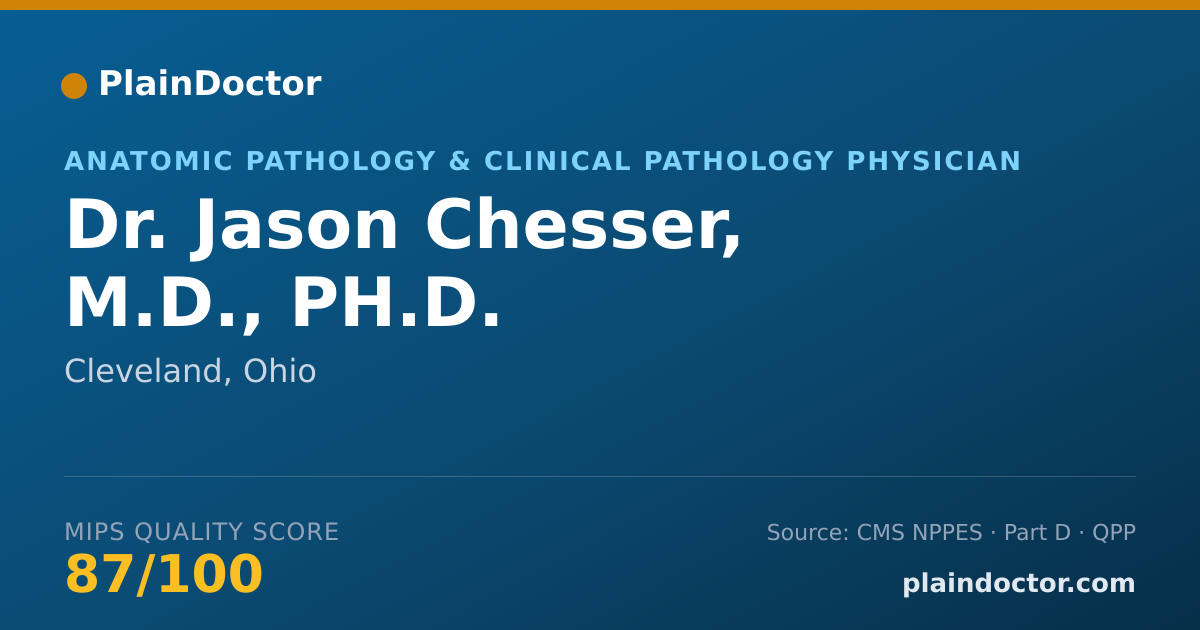 Shareable card for Jason Chesser, M.D., PH.D. - Anatomic Pathology & Clinical Pathology Physician, Cleveland, OH