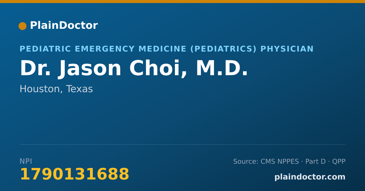 Shareable card for Jason Choi, M.D. - Pediatrics Physician, Houston, TX