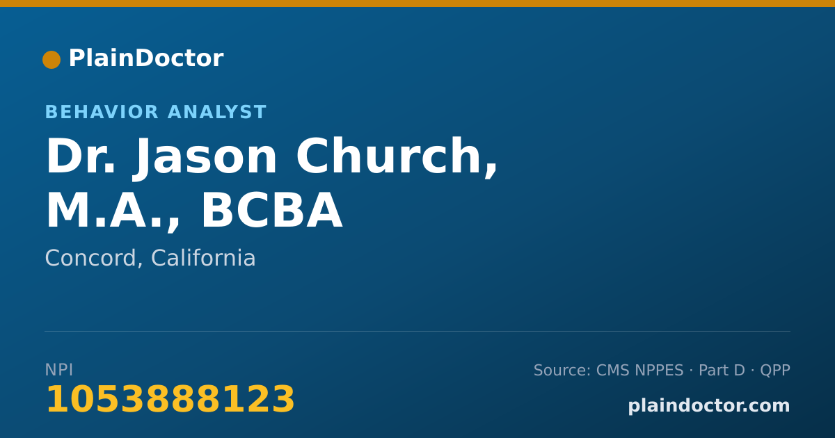 Shareable card for Jason Church, M.A., BCBA - Behavior Analyst, Concord, CA