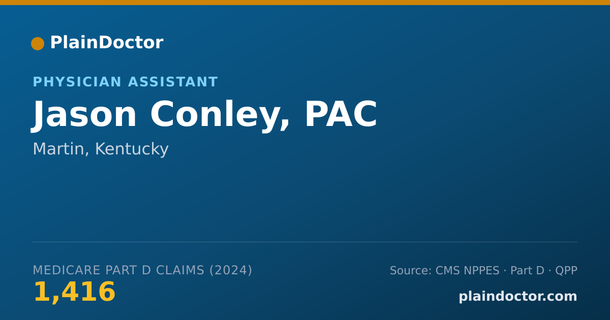 Shareable card for Jason Conley, PAC - Physician Assistant, Martin, KY